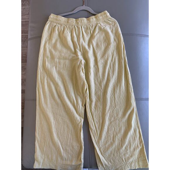Cynthia Rowley Women's Linen Blend Butter Yellow Wide Leg Pant - Picture 2 of 8